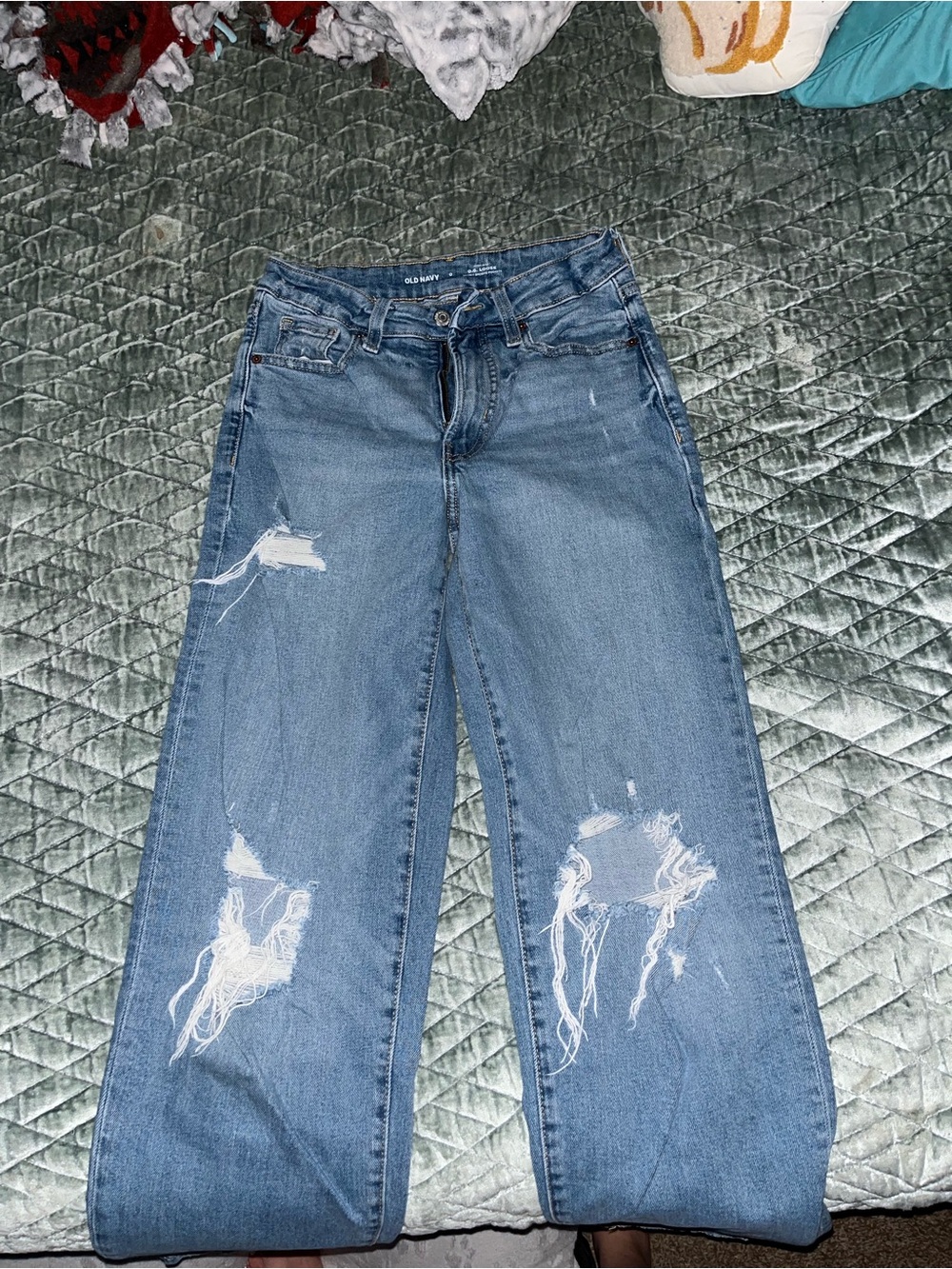 Old Navy Distressed Wide-Leg Blue Jeans